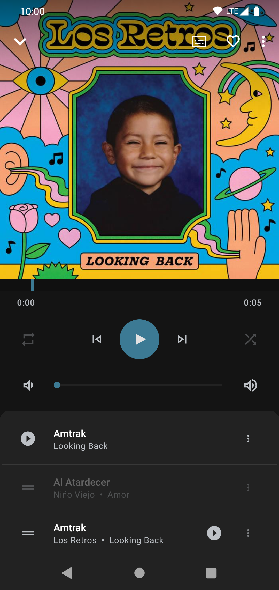 Player screen in dark mode